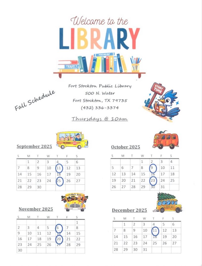 Fall Storytime Schedule 2025